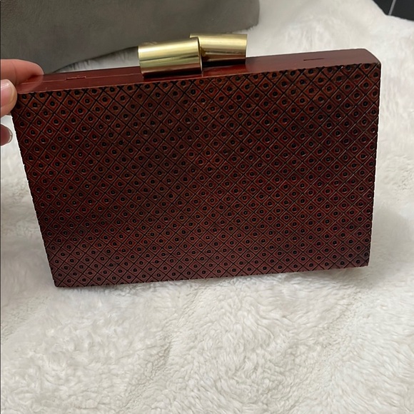 Ramla handmade Elegant Brown Clutch color burgundy